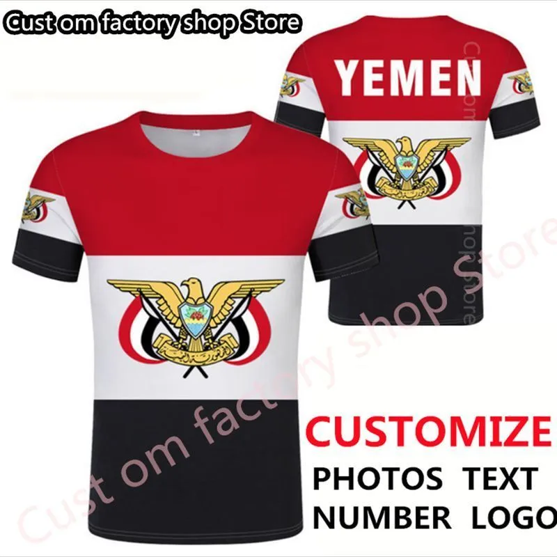 Yemen t Shirt DIY Bedava Özel Yapım İsim Numarası Yem T Shirt Nation Flag Ye İslam Arap Arap Ülke Cumhuriyeti Baskı P O Giyim 220616