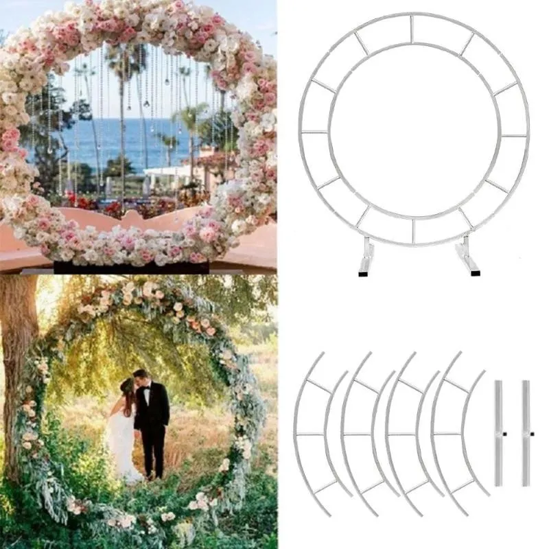 Parti Dekorasyonu 1.5/2m DIY Düğün Kemeri Arka Plan Çevre Çerçeve Ferforje Demir Raf Dekor Ders Yuvarlak Çiçek Çiçek Çerçevesi