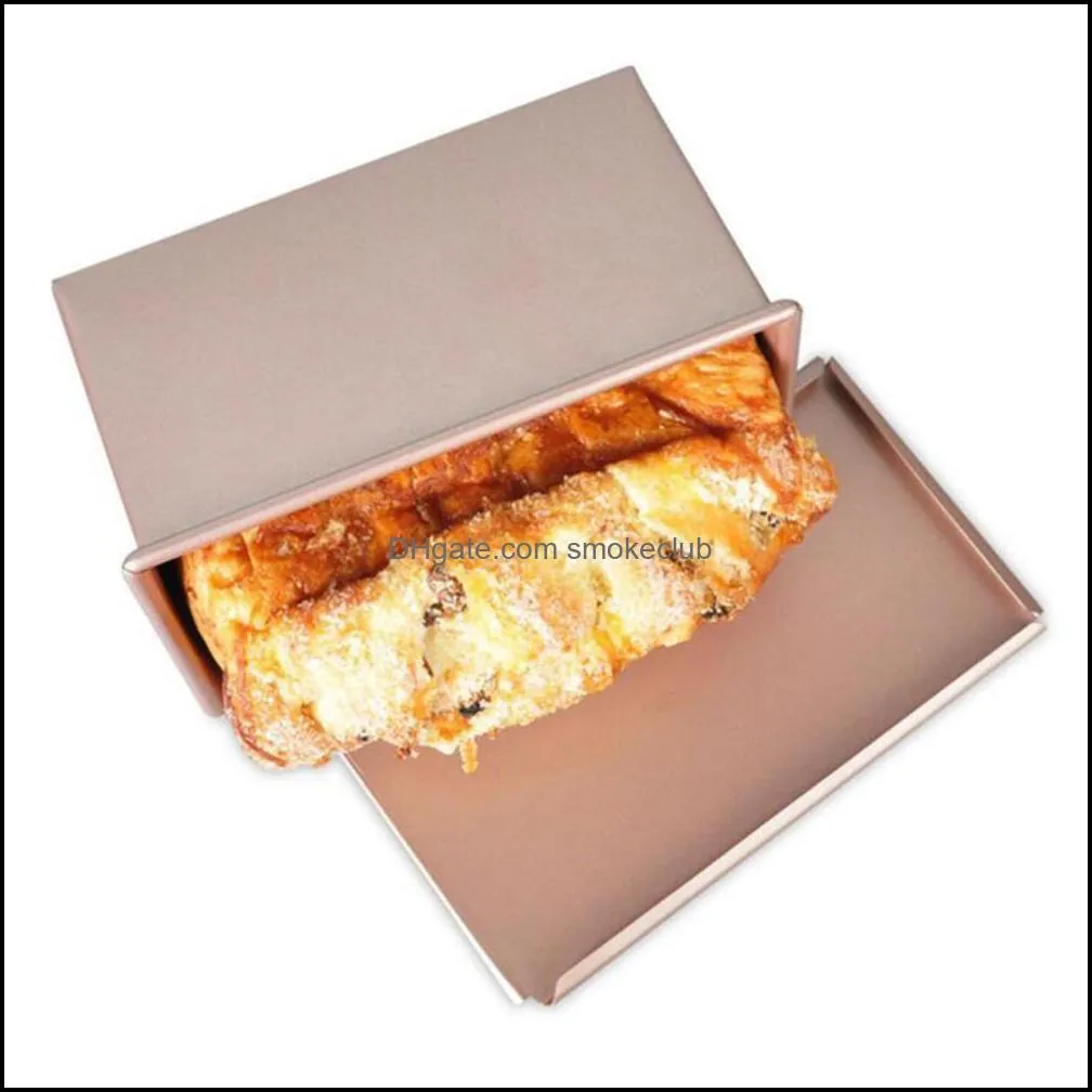 Hot Non-stick Loaf Mold Cake Bread Baking Toast Box Case with Lid Aluminum Alloy Baking Mold Baking Tray Box Cake Tools PI669 201029