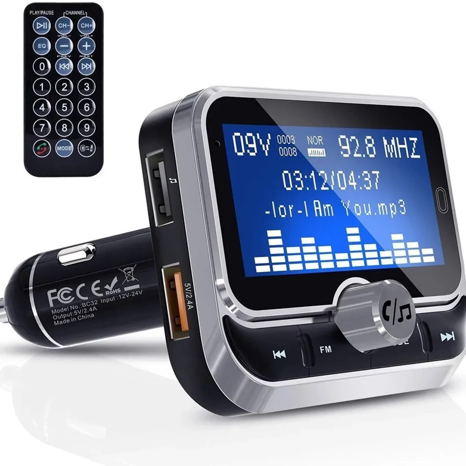 Kit transmetteur FM Bluetooth pour voiture, lecteur MP3, musique EQ, Support de dossier, lecture sans fil, mains libres, avec écran LCD 1.8 pouces, BC32