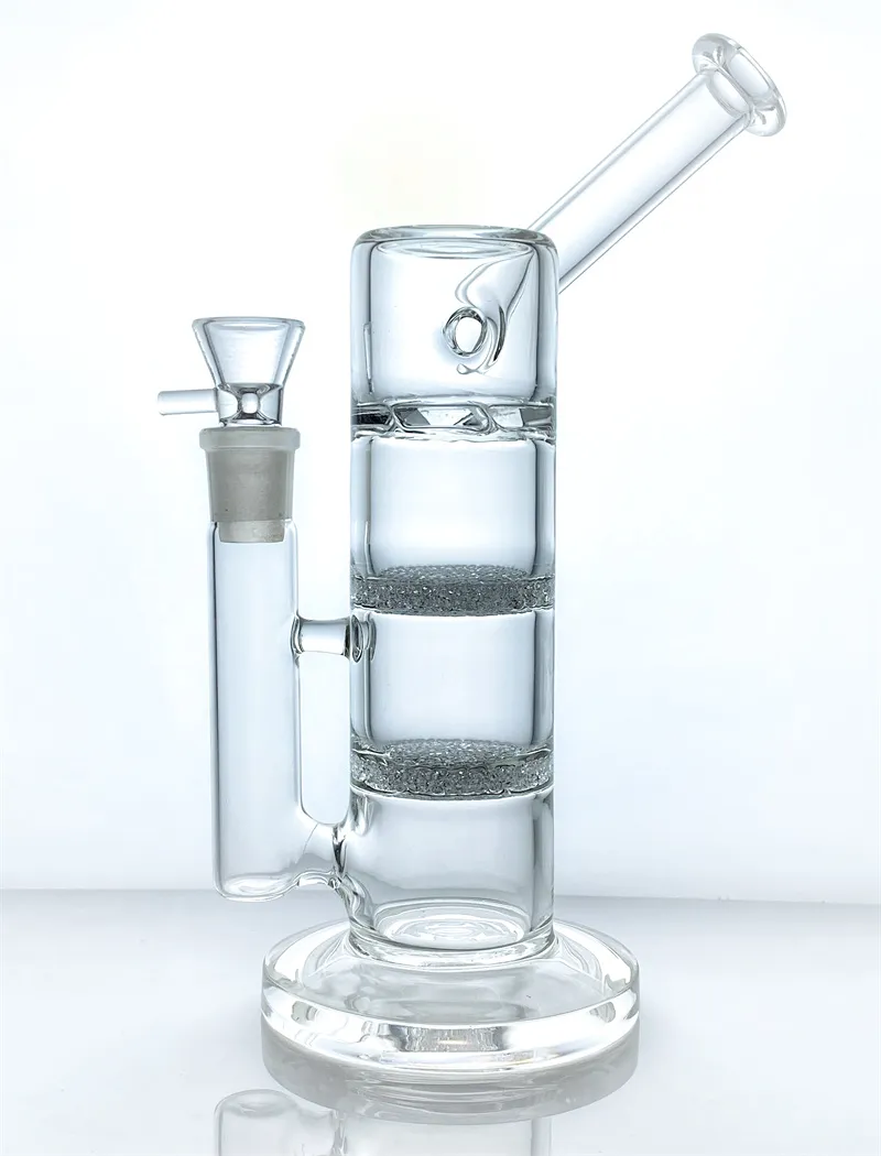 19mmHigh quality bong glass hookah with two sintering discs and turbo perc titanium nail & quartz rod bowl sidecar drill (GB-444-1)