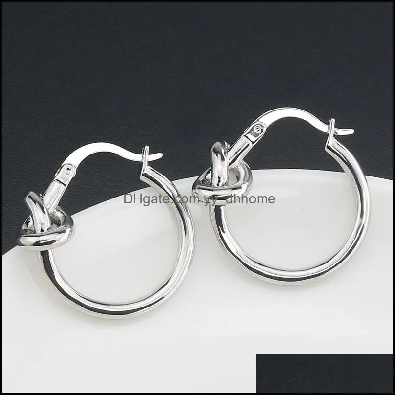 Fashion 25mm Knotted Ear Buckle Silver Gold Concentric Knot Small Ear Hoop Earrings For Women