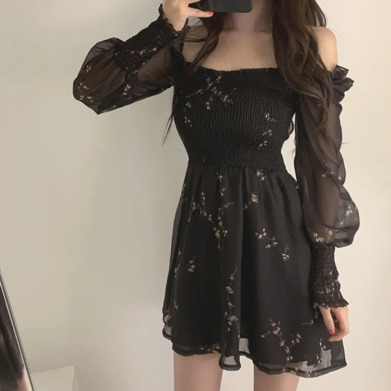 ワンピース elfelfelfarchives LACE LINED DRESS Black Amazon.com: Women's Vintage Ruffle Cap Sleeve A Line Swing