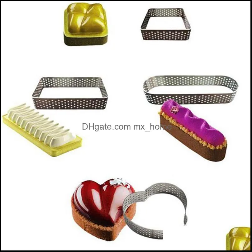 heart/square mousse mould sewed tart ring with 12pcs round cake mold stainless steel baking & pastry tools