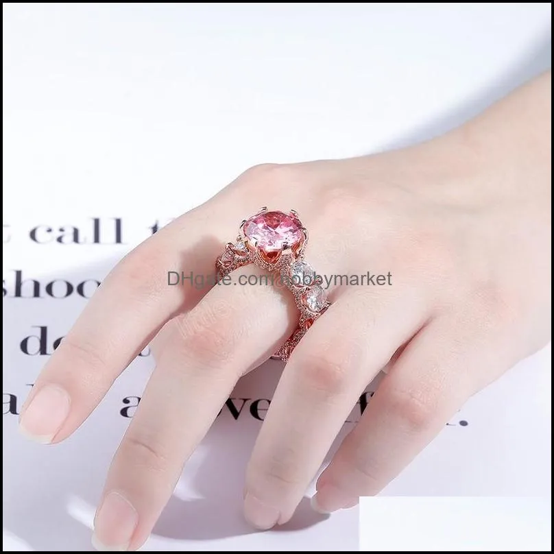 Iced Out Zircon Ring for Women Fashion Gold Color High Quality AAA+ CZ Jewelry Women Gift