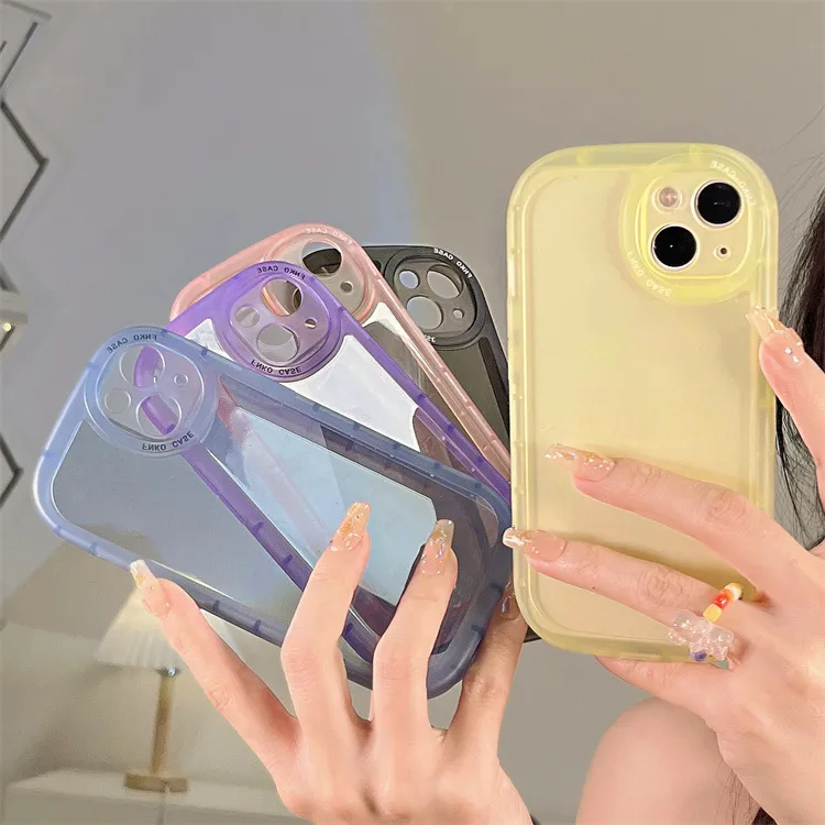 Transparante ronde bumper telefoonhoesjes voor iPhone 13 11 12 Pro XS Max XR Fashion Candy Colors Cover ShockProoft Anit Fall with Lens Protection