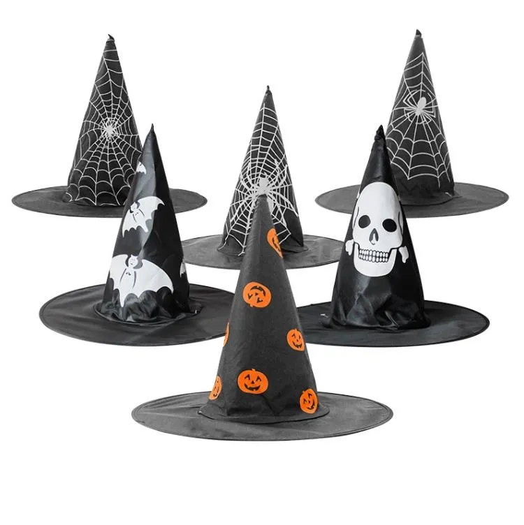 Dorosłe dzieci czarownice czapka dynia pająk nietoperzowy czaszka drukowana czarodzieja halloween cosplay cosplay akcesorium akcesorium przyjęcia dekoracja sn4558