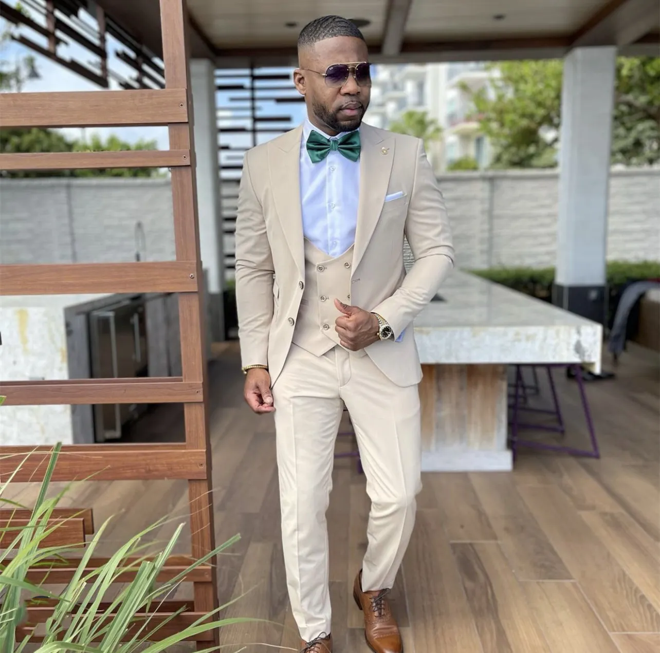 Beige sales groomsmen suits