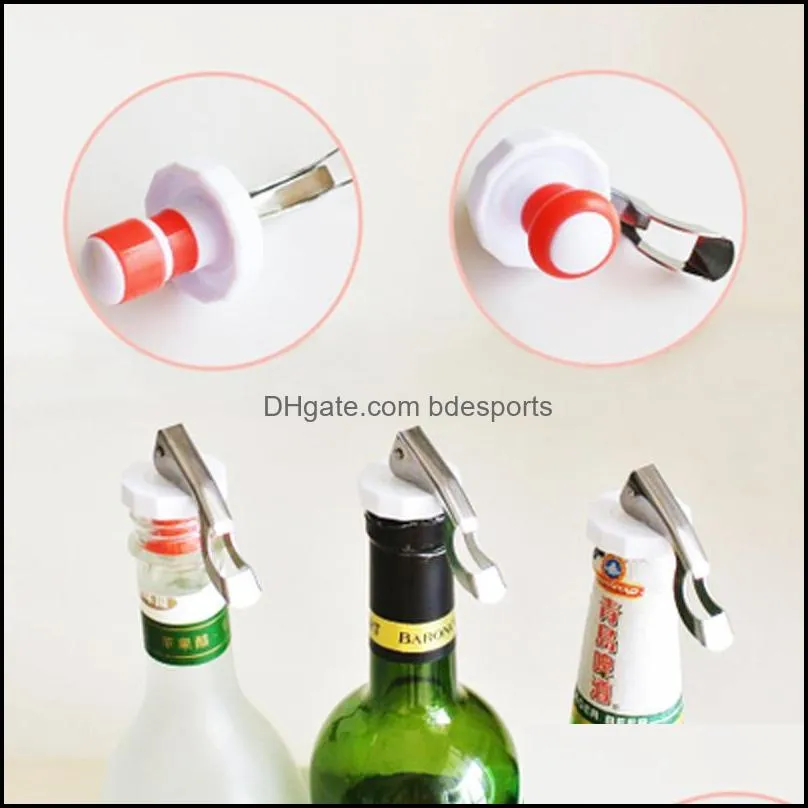 Multifunctional Beer Red Wine Tool Stainless Steel Bottle Opener&silicone Cork Wine Stopper Creative Kitchen Accessories LZ1252
