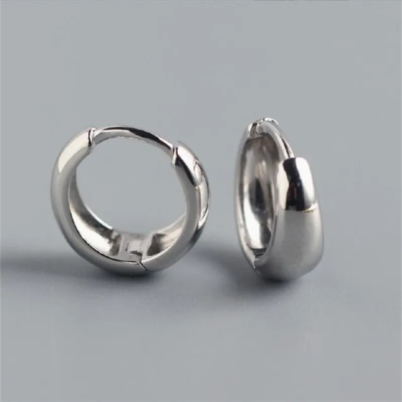 Pendientes de aro 100 Auténticos 925 STERLING SIGER Big White Gangold Smooth Circle Arc Huggie Joyería fina TLE12153726421