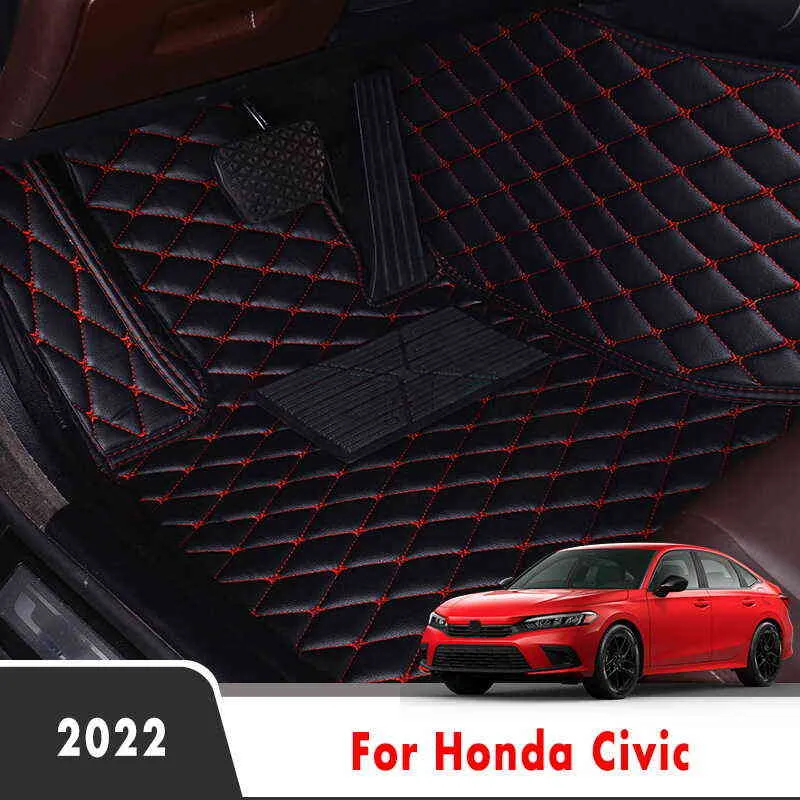 LHD -bilgolvmattor för Honda Civic 2022 Mattor Styling Skydda tillbehör Mattor Fot Pad Auto Parts Waterproof Dash Covers H220415