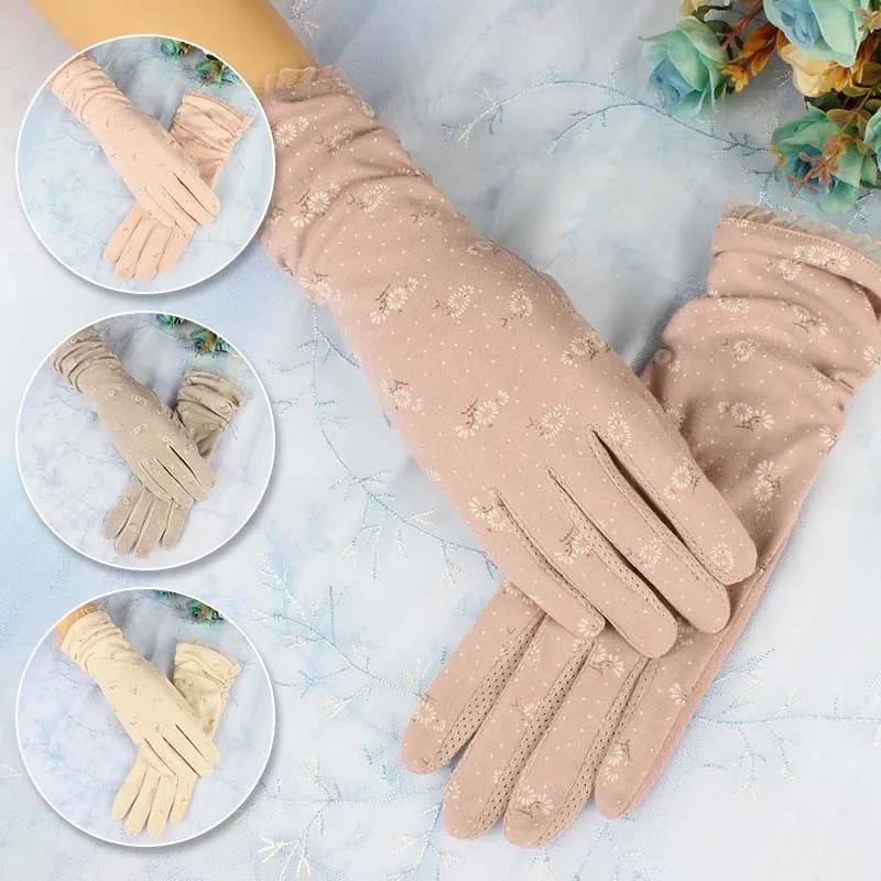 Femmes Gants de dentelle d'été Gants de doigt à écran tactile extérieur floral