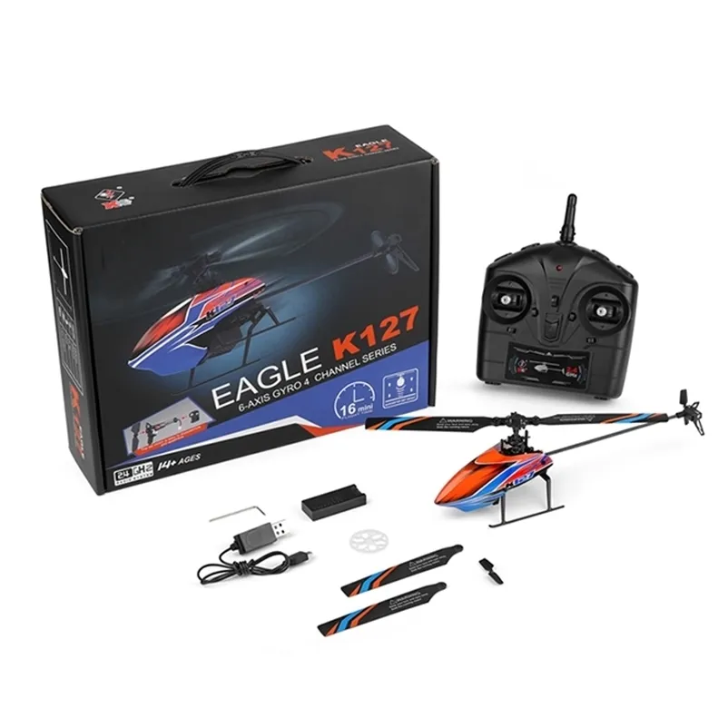 Parkten Original Wltoys V911s Atualizado K127 2.4G 4CH 6G Giroscópio Aileronless RC Helicóptero RTF Avião Crianças Presente Diversão 220321