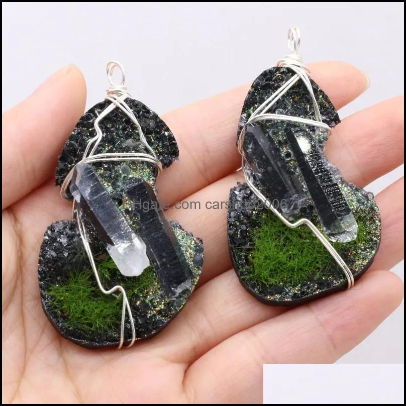 pendant necklaces natural stone irregular resin winding for jewelry making diy necklace bracelet accessory handmade size 50x30x18 mm