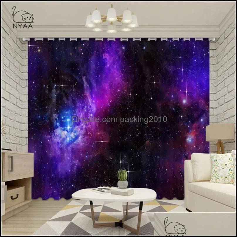 Space Decor Window Curtain Galaxy Stars Curtains Galaxy Stars In Celestial Astronomy Nursery For Bedroom Living Room Curtains