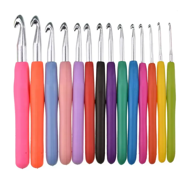 14pcs/set diy tığ işi kancalar 2mm-10mm pürüzsüz örgü iğneleri ergonomik yumuşak kavrama kolları artritik eller için