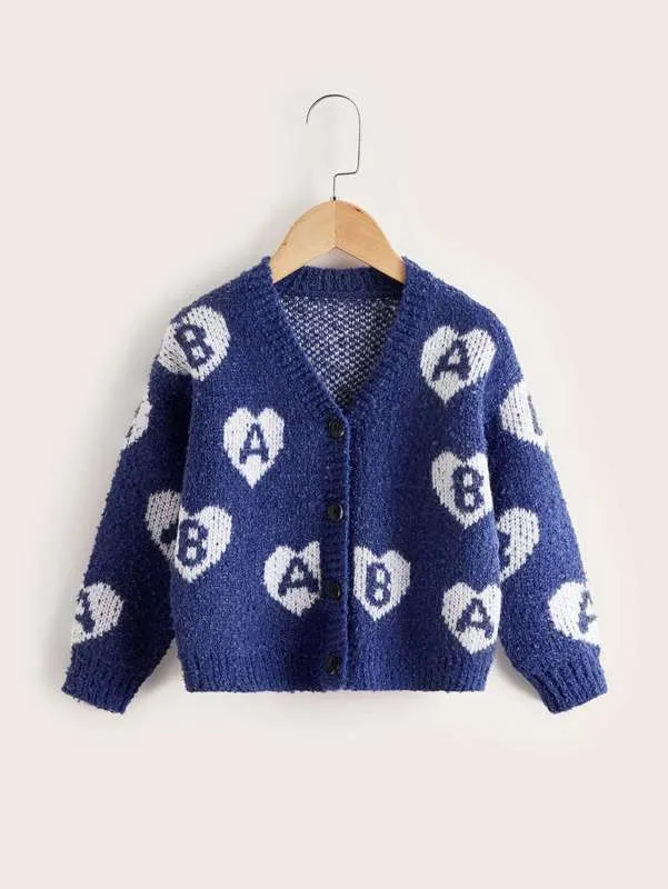 Toddler Boys Letter & Heart Pattern Cardigan SHE