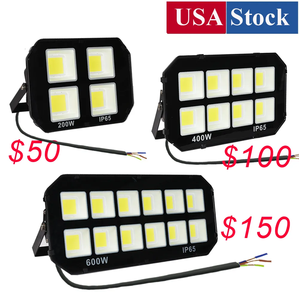 مصباح ضوئي LED LED Flood Light ، 200W 400W 600W مصباح أمان في الهواء الطلق مشرق في الهواء الطلق 60000LM ، 6500K أبيض بارد ، IP65 مقاوم للماء للحديقة ، الفناء ، الحفلات ، الملعب