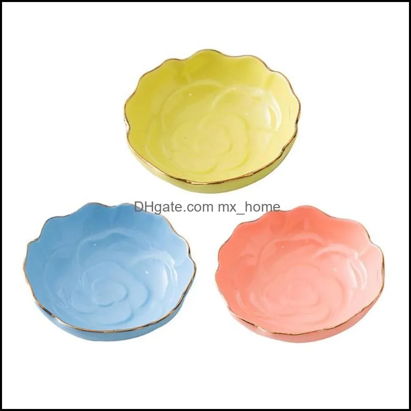 Flatware Sets 3 Pcs Ceramic Sauce Dish Kitchen Spice Plate Restaurant Appetizer Snack