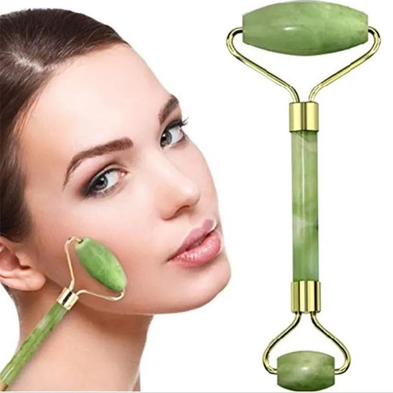 Natural Jade Roller Guasha Skin Scraper Facial Set Ansiktssten Fastande ansikts anti-aging puffy ögon massager hals anti rynka