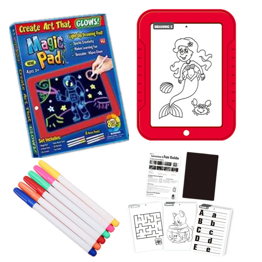 2022 Newst Ritningsverktyg 3D Magic Drawing Pad LED Light Luminous Board Intellektuella utvecklare Toy Children M￥lar L￤rande verktyg Utbildningsleksaker