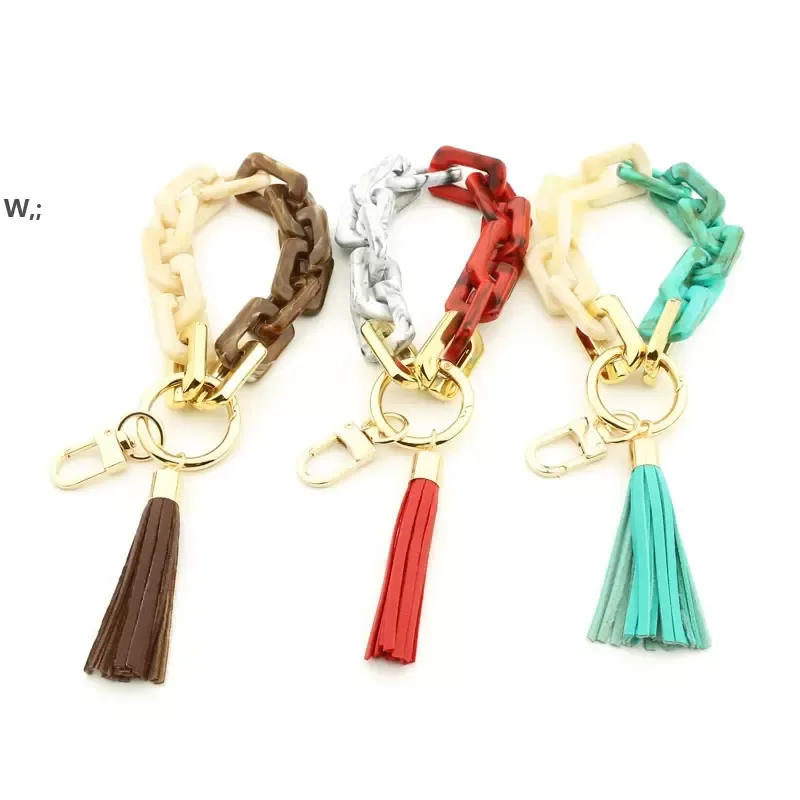 Nieuwe acryl Key Chain Resin Tassel Fashion Party Gunst Key Chain Dames Bag Pendant beschikbaar