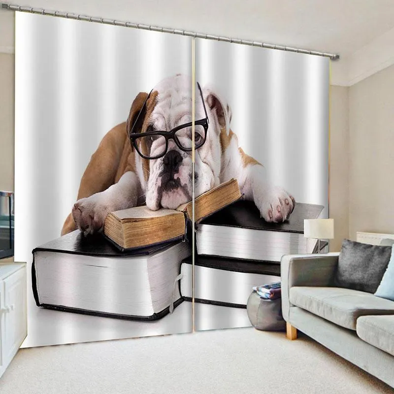 Gordijngordijn 1/2 panelen cartoon huisdier honden 3d printvenster muur hangende tapijtposter woonkamer slaapkamer decoratie curtainscurtain