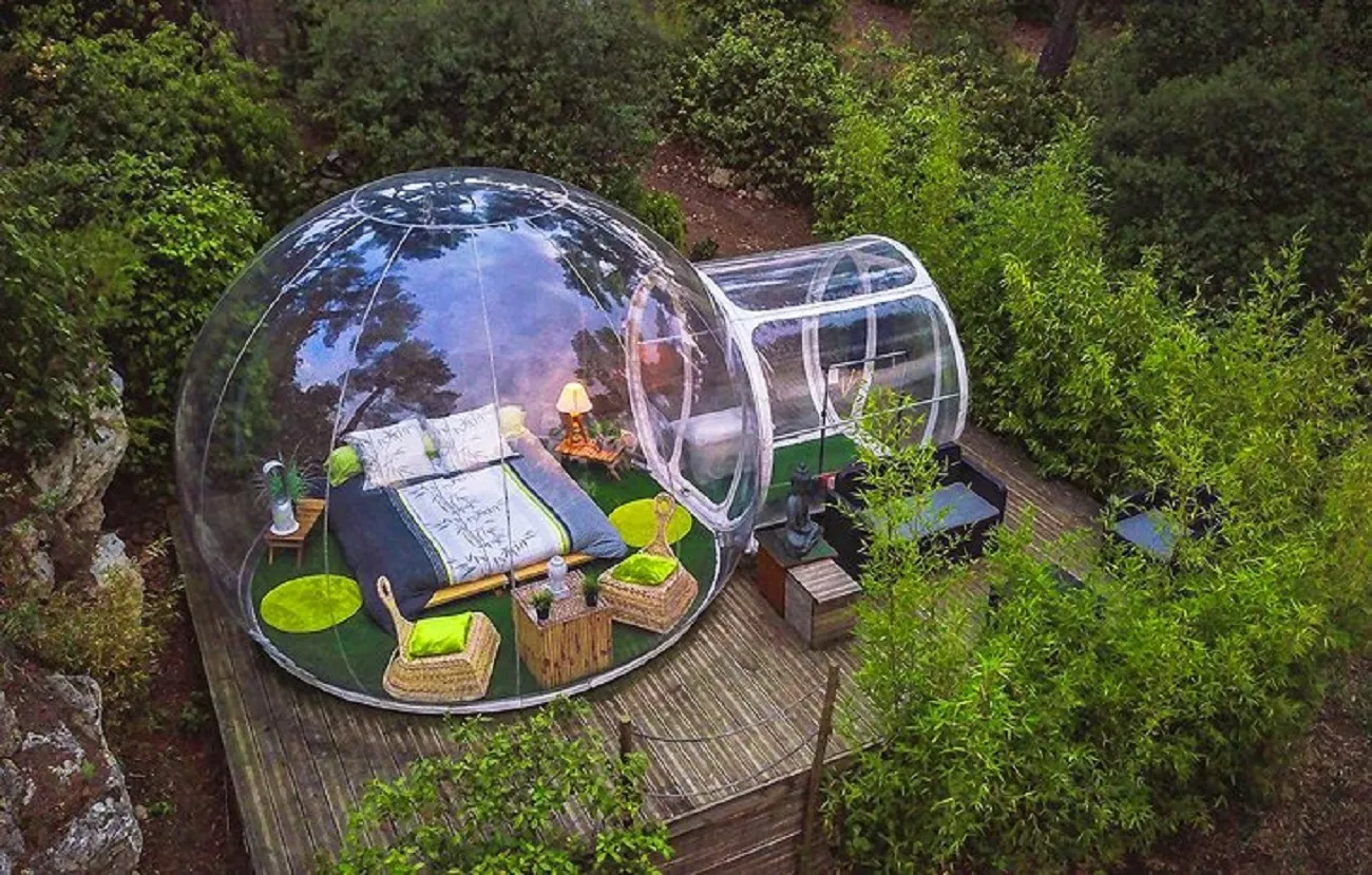 Надувная пузырьковая палатка дождь -защищенной пенопластовой воздушный купол палатка, подходящая для открытого кемпинга на заднем дворе