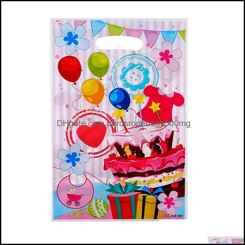 10pcs/lot 25*16cm/10*6inch Candy Bag Plastic Printed Cookie Bag Package Wedding Birthday Party Decor DIY Gift Packaging Pouch Child Loot Bags