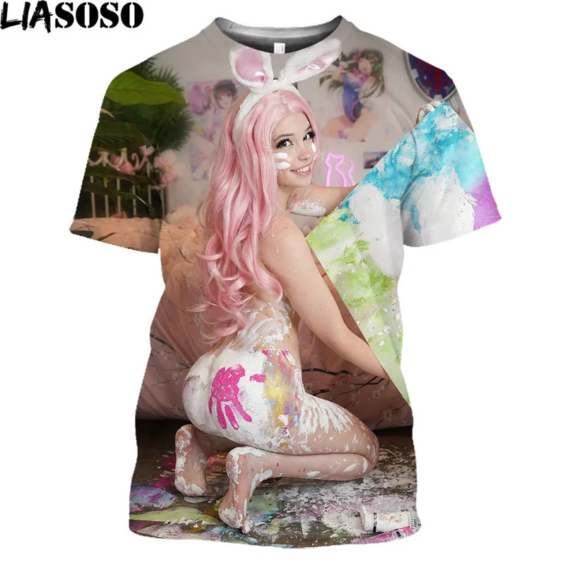 LIASOSO Belle Delphine Anime Cosplay T Shirt Quotidiano Moda Hentai Sexy Loli Ragazza Harajuku Streetwear Uomo Donna Tee Shirt Top 220622