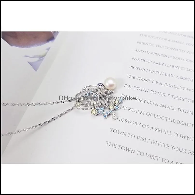 S925 Silver Butterfly Necklace Fashion Personality Trend Freshwater Pearl Pendant Female Clavicle Chain Accessories