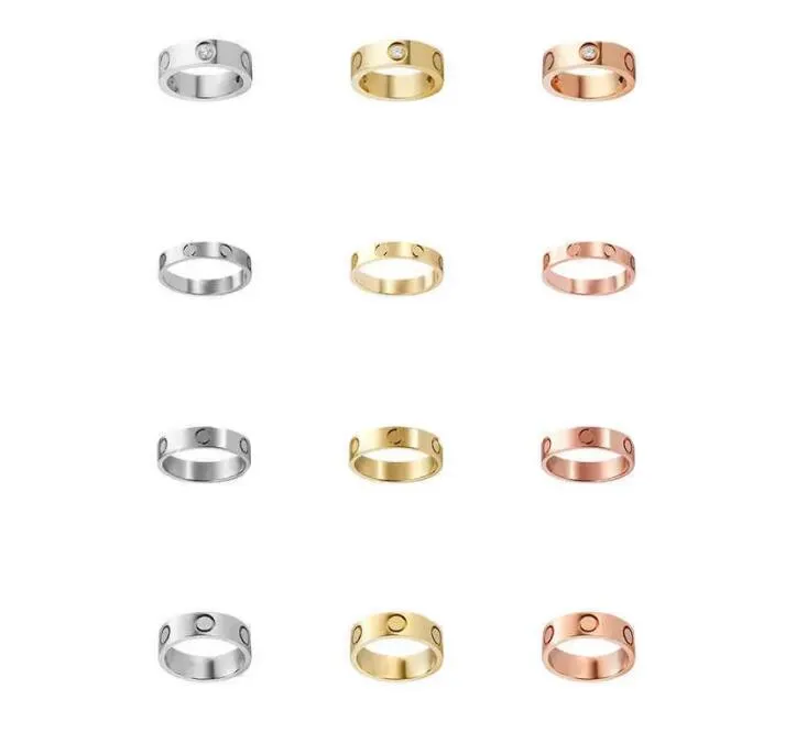 2022 4mm 5mm Titanium Steel Silver Love Ring Men and Women Rose Gold Rings for Lovers Par-Rings for Gift CT001242A