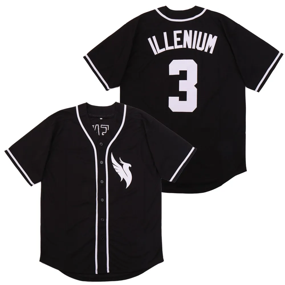 Illenium Jersey Singer 3 Czarne koszulki baseballowe Bruno Mars 24K chuligans Hip Hop koszulki zszyte