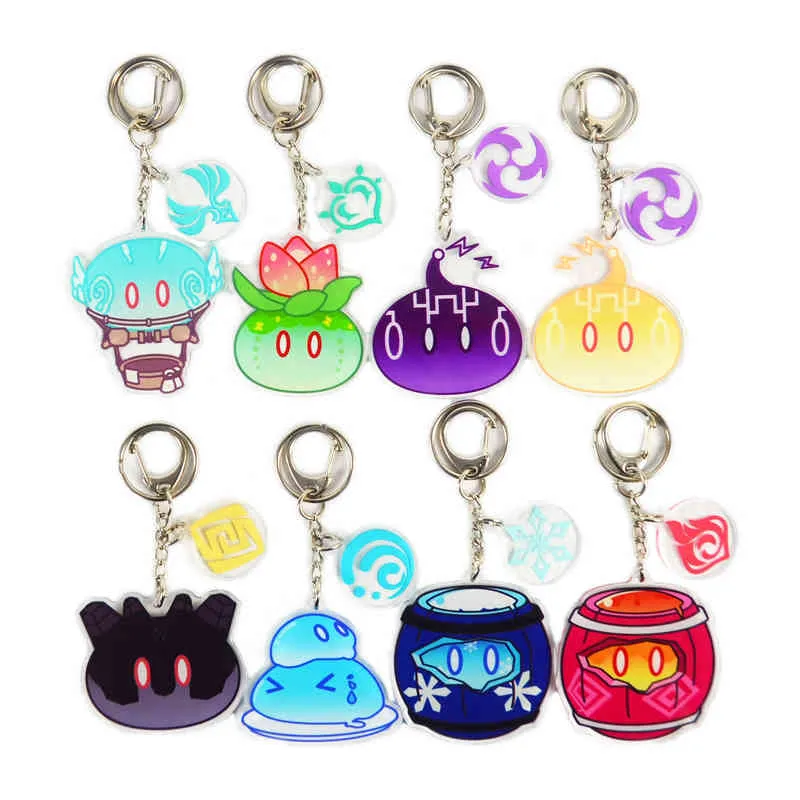 게임 Genshin Impact Slime Keychain 만화 코스프레 펜던트 소품 액세서리 크리스마스 선물 애니메이션 그림 키 체인 액세서리 Y220413