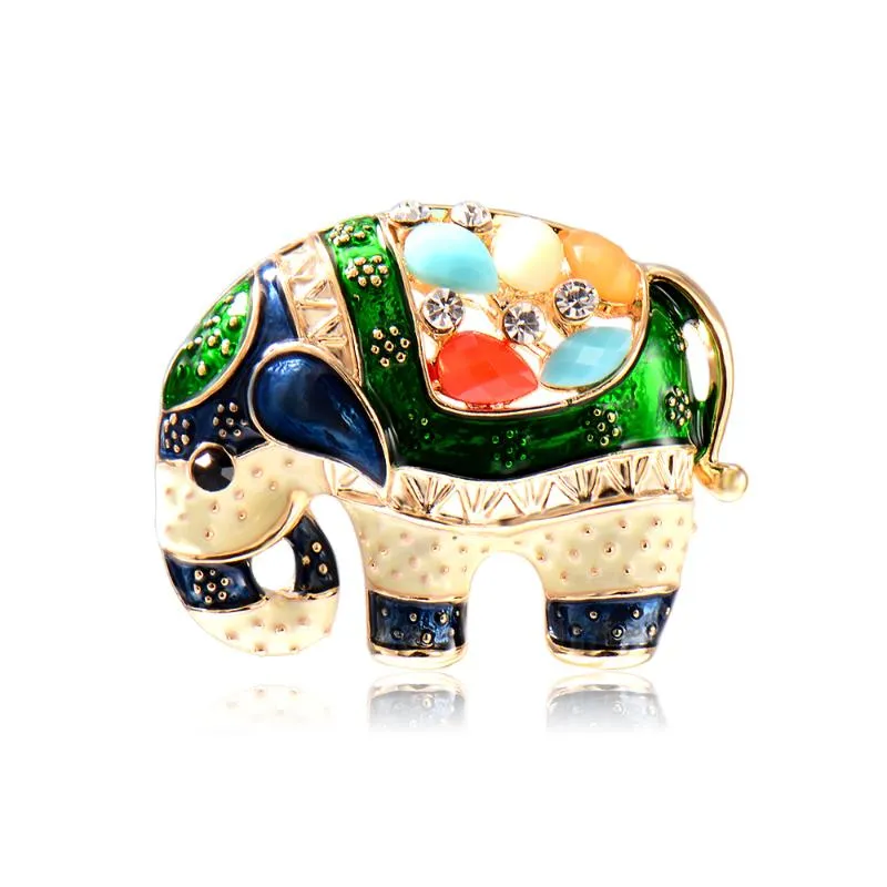 Broches Broches Blucome Mignon Coloré Émail Éléphant Forme Broche Cristal Animal Broche Pour Femmes Enfants Écharpe Chapeau Sac Accessoires JewelryPins