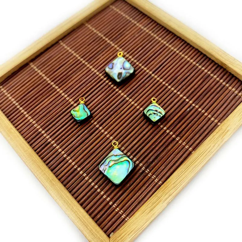 Kolye Kolye 2 PCS Doğal Abalone Kabuk Diagonal Square-Pearl Diy Charm Yapma Kolye Takı El Sanatları Toptanpenten