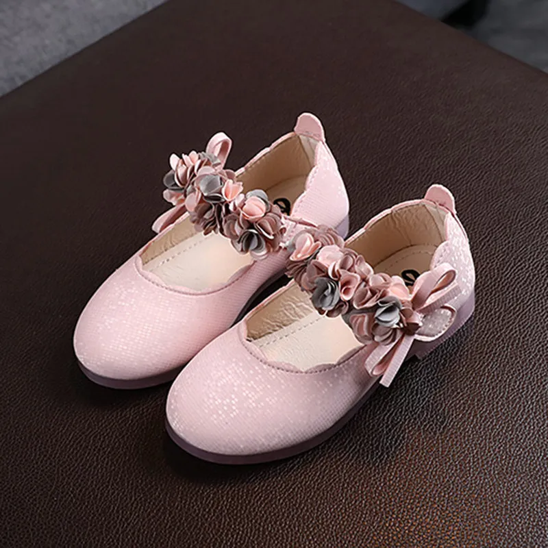 Telotuny Kids Shoes 유아 유아 어린이 아기 여자 꽃 가죽 댄스 공주 신발 부드러운 솔 슬립 어린이 샌들 220525