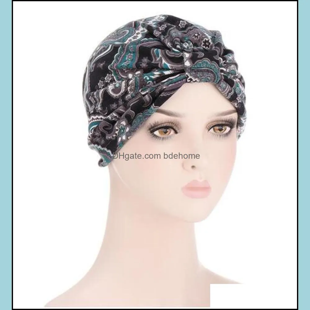 Womens Chemo Cap Cancer Hat Flower Printed Muslim Hair Scarf Turban Head Wrap Cover Skullies Beanies Random Color Usvn3 Beanieskull Ca