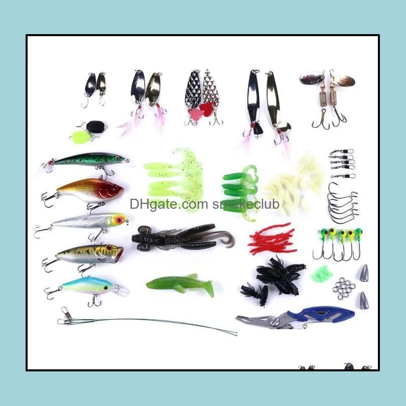 110PCS Novice suite Multiple baits Hooks parts Tools Mixed boxsets lure fishing bait soft baits hooks Accessories Mixed High-quality!