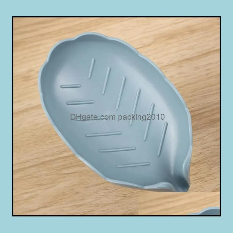 creative pp plastic leaf shape soap dishes drain holder box bathroom accessories toilet laundry bathroom supplies tray gadgets sn3378
