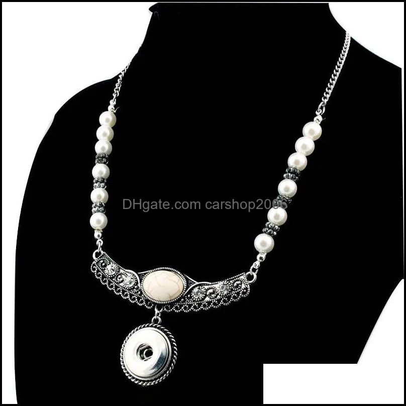 Hänghalsband noosa bitar snap uttalande etnisk turkos stenpärla pärlor halsband smycken diy 18mm ingefära knapp karshop2006 dhrpj