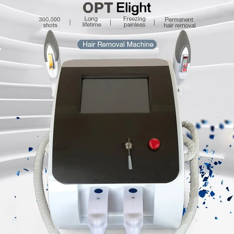 Macchina per la depilazione IPL elight attrezzatura per il ringiovanimento della pelle optare per il trattamento della pigmentazione epilatore rf e dispositivo di sollevamento del seno leggero 2 maniglie 600000 scatti