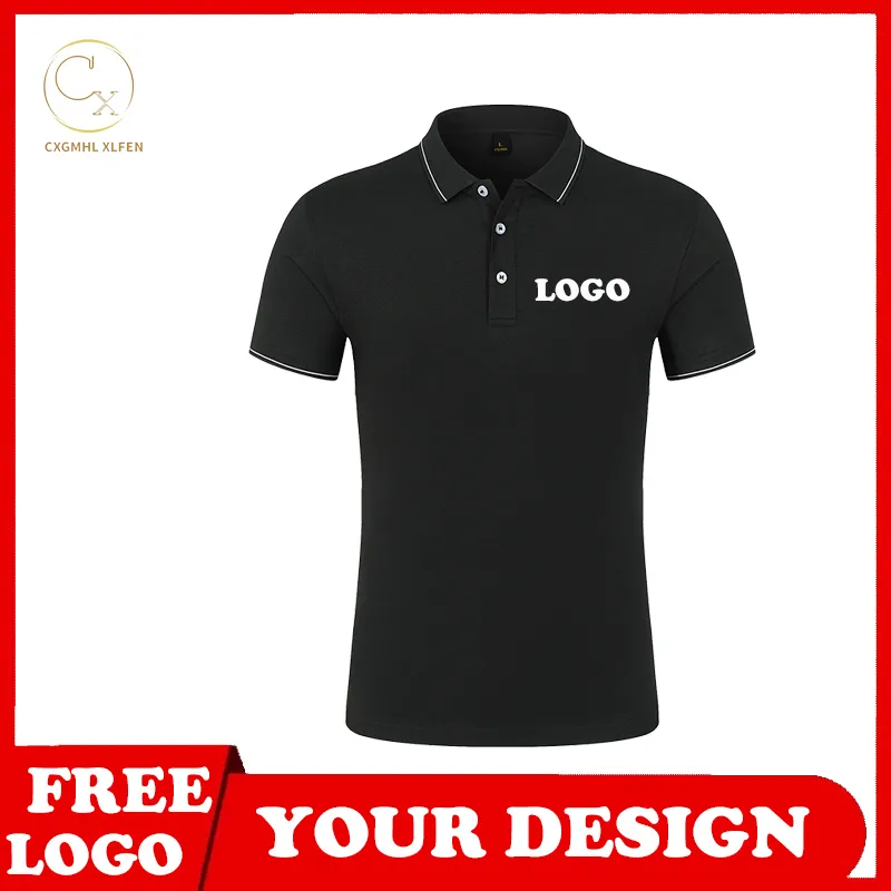 폴로 셔츠 톱 7 컬러 커스텀 짧은 슬리브 코튼 느낌 평범한 직조 옷깃 인쇄 DIY 브랜드 텍스트 220623