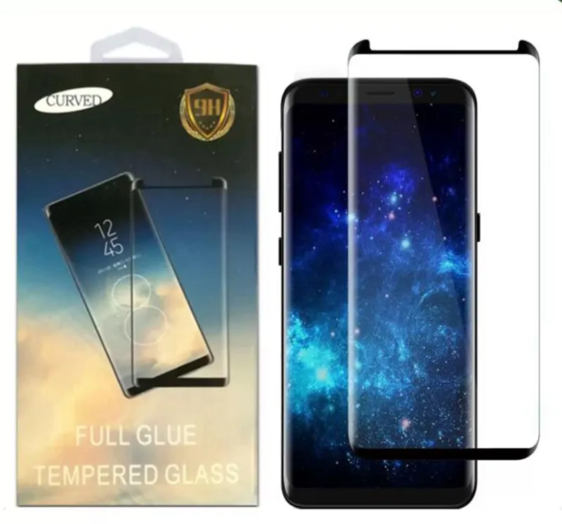 3d Full Glue 전체 커버 케이스 Samsung S10 S9 S8 Plus Note 10 9 8 7 S6 Edge S7Edge를위한 친숙한 강화 유리 보호기