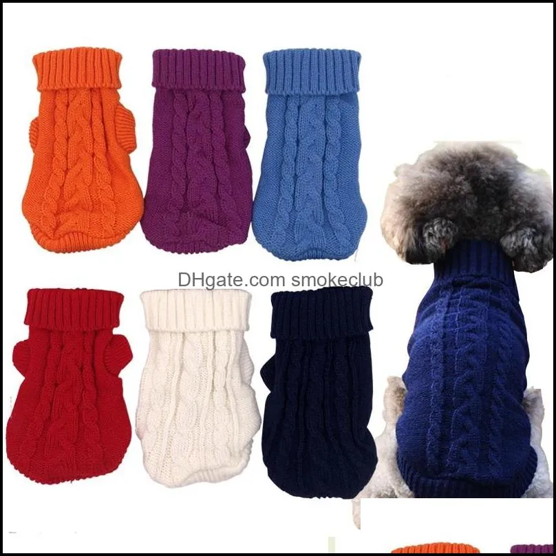 Pet Supply Knit Dog Jacket Sweater Pet Cat Puppy Coat Clothes Small Warm Costume Apparel 8 Colors 5 Sizes