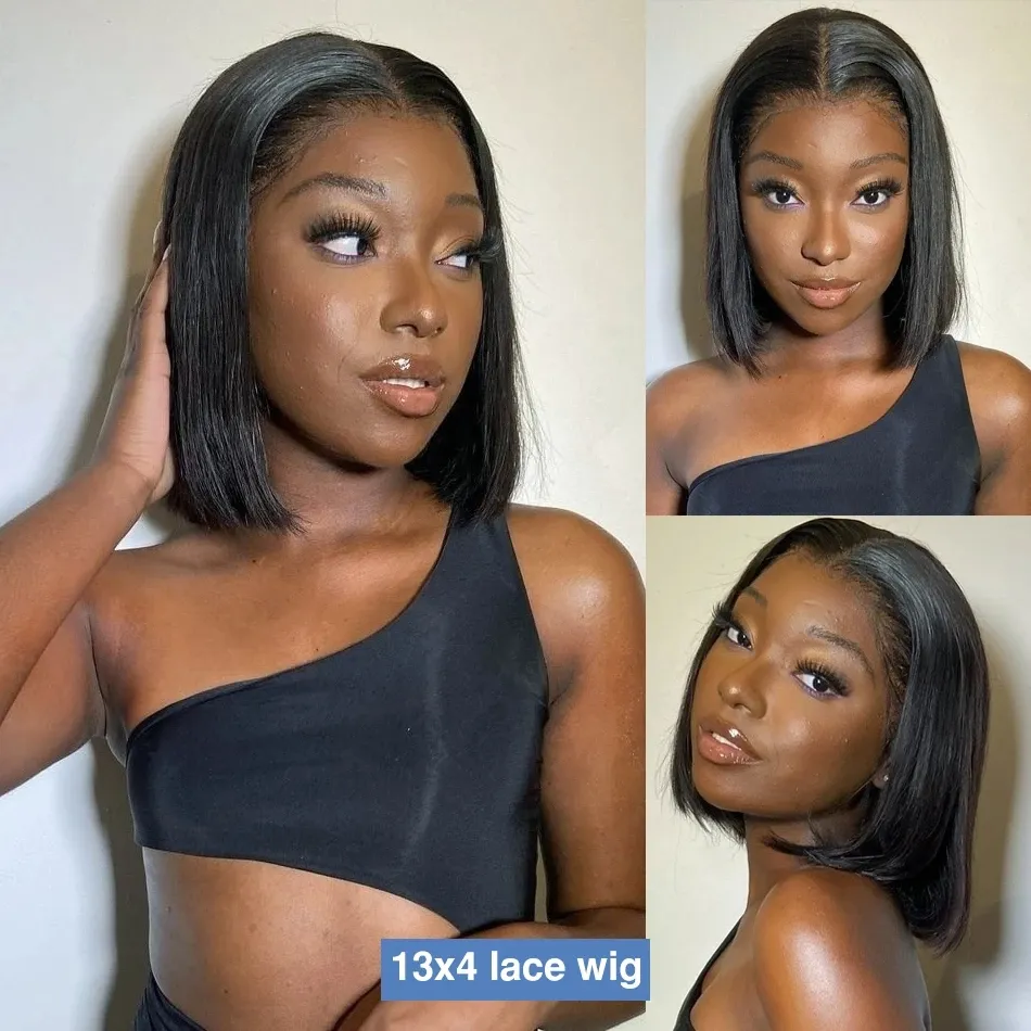 Peluca De Bob Corto, Pelucas Brasileñas Frontales De Encaje Recto De Hueso  Transparente, Pelucas De Cierre Sintético 13x4 Para Mujer De 26,54 € |  DHgate, image size:950x950