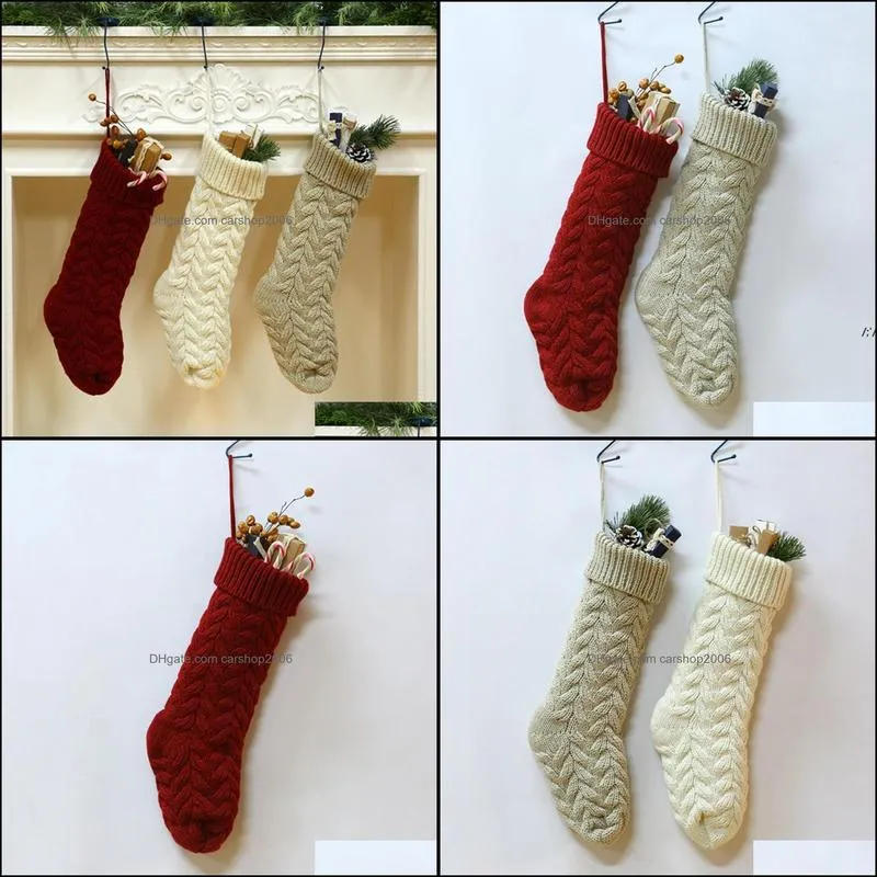 By Sea Knitting Christmas Stocking 46cm Gift Stocking-Christmas Xmas Stockings Holiday Stocks Family-Stockings indoor decoration