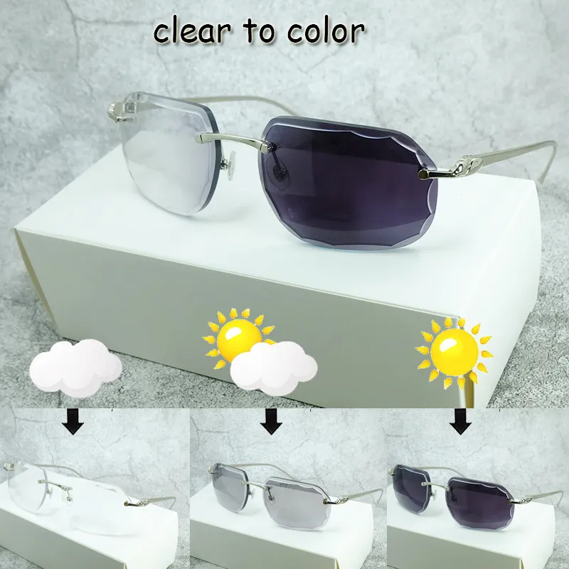 Cambiar glases de sol carter elegante fotocrómico 4 temporada solar dos colores lentes tonos de gafas de diamantes de diamante 2 gafas de color