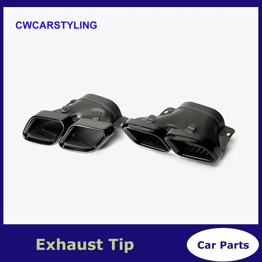 A Pair Black Quad Exhaust Muffler Tips for Benz AMG C63/S W205 S205 C205 A205 Auto Accessories