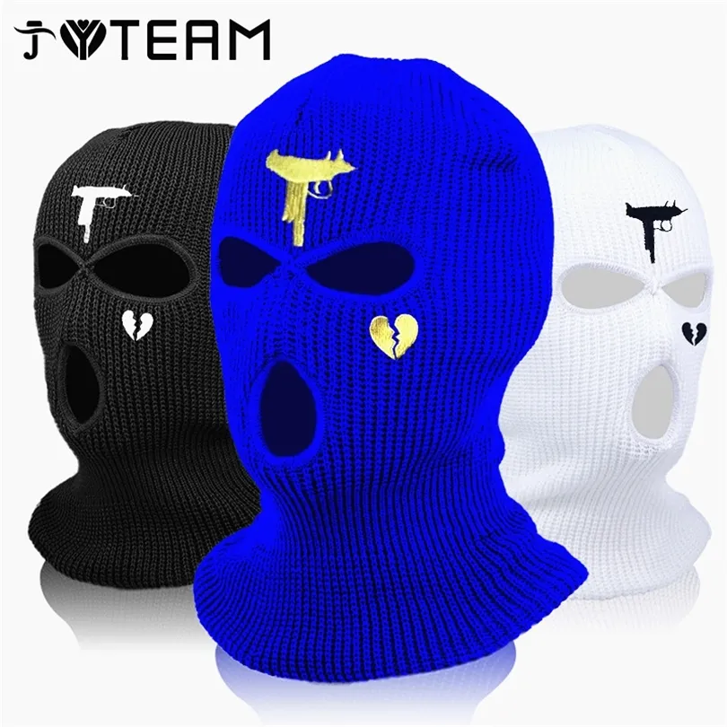 Limited Embroidery Balaclava Broken Heart Army Tactical Mask 3 Hole Full Face Mask Winter Hat For Skiing Cycling Ski Mask Unisex 220725